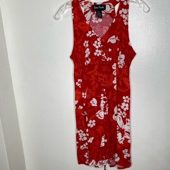 Vintage Hawaiian Red Floral Dress Small Jamie Brooke retro - Picture 6 of 6